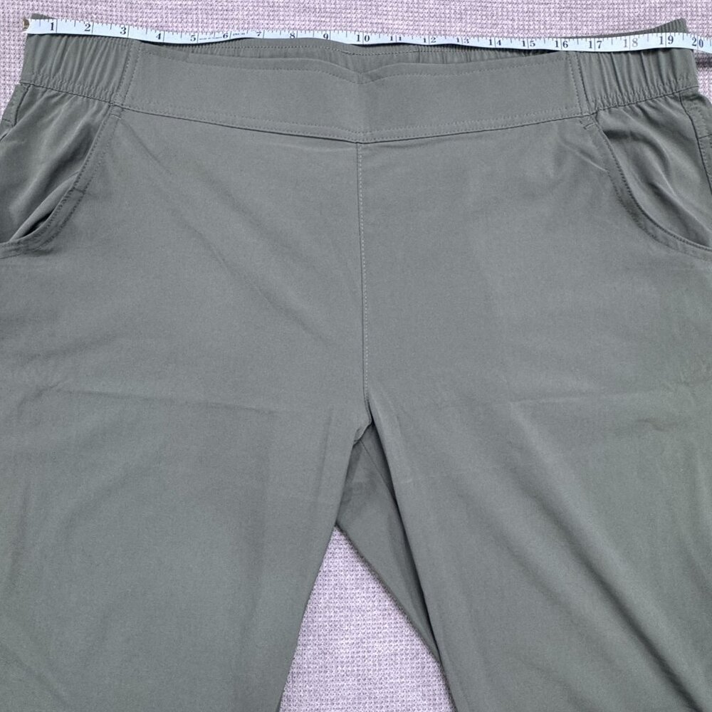 Eddie Bauer Womens Traveler Ankle Pants XL Green Lightweight Elastic Waist Hike - Picture 10 of 15